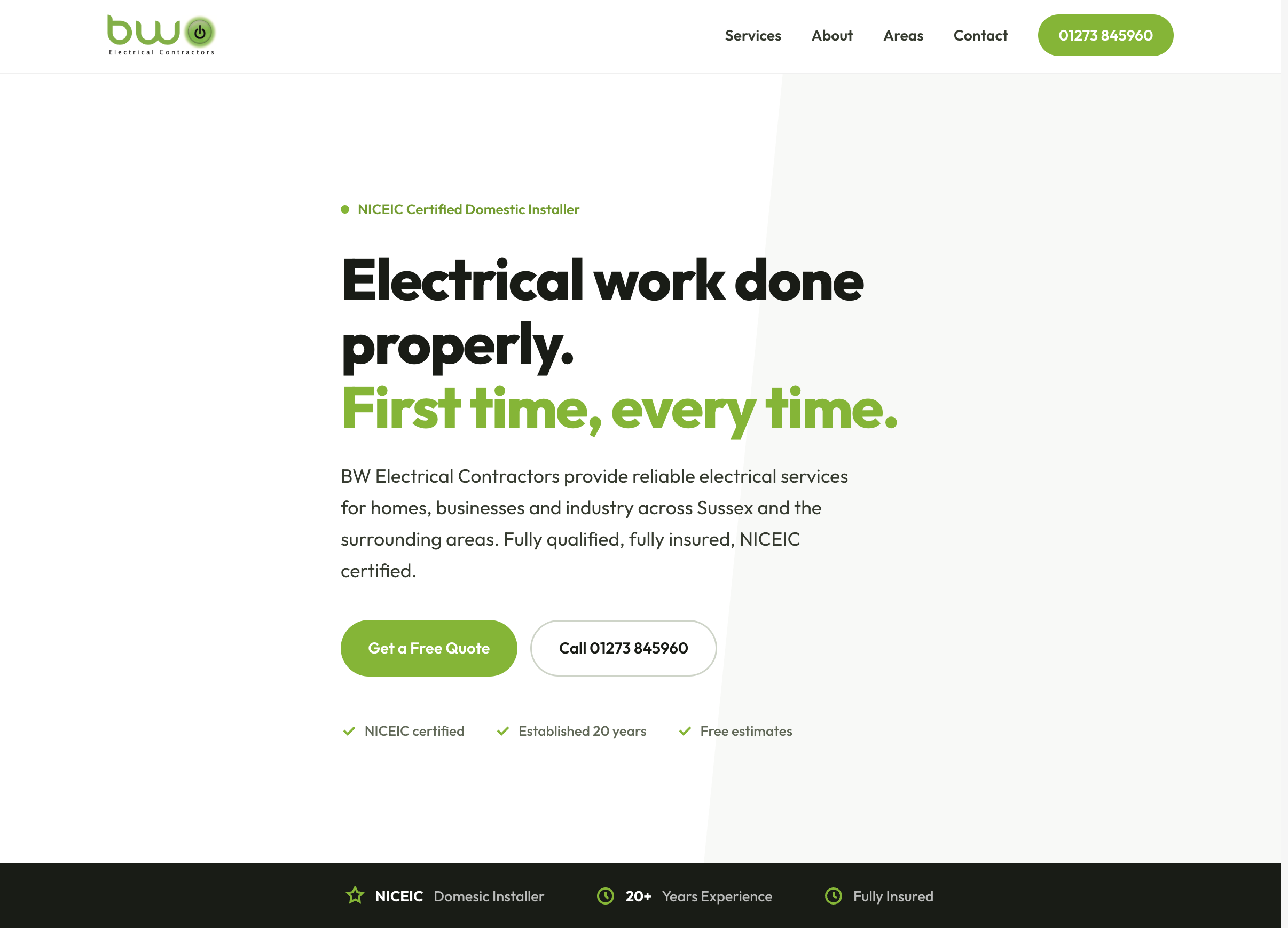 BW Electrical Contractors website screenshot